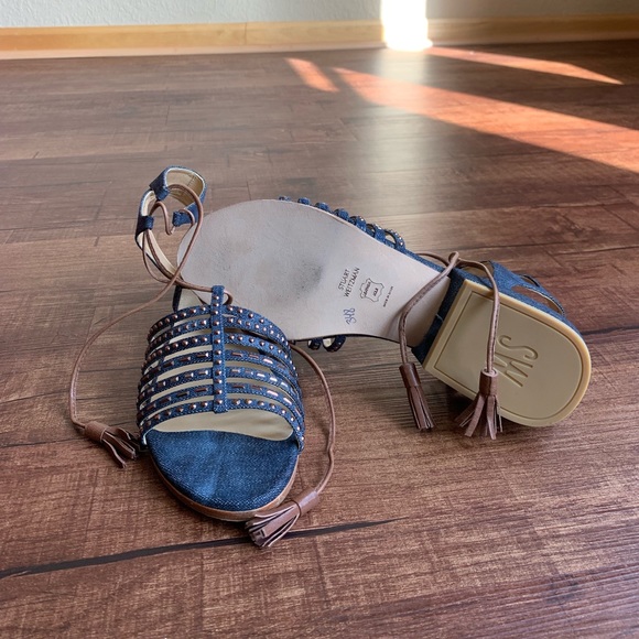 Stuart Weitzman denim/leather 11M gladiator sandal